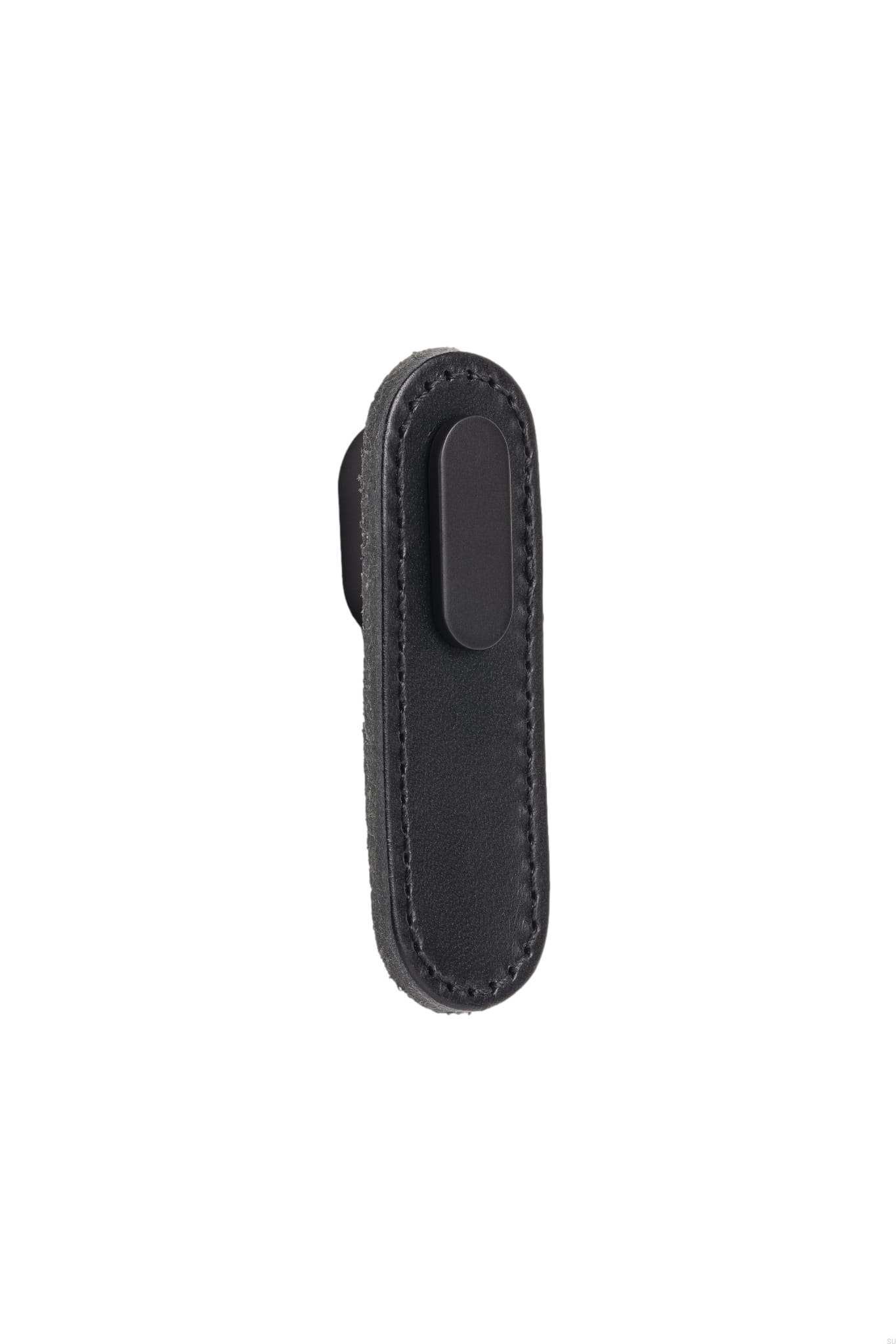 Maner, buton Oblong din piele neagra pentru mobilier, cu ornament finisaj negru mat, L 70 mm