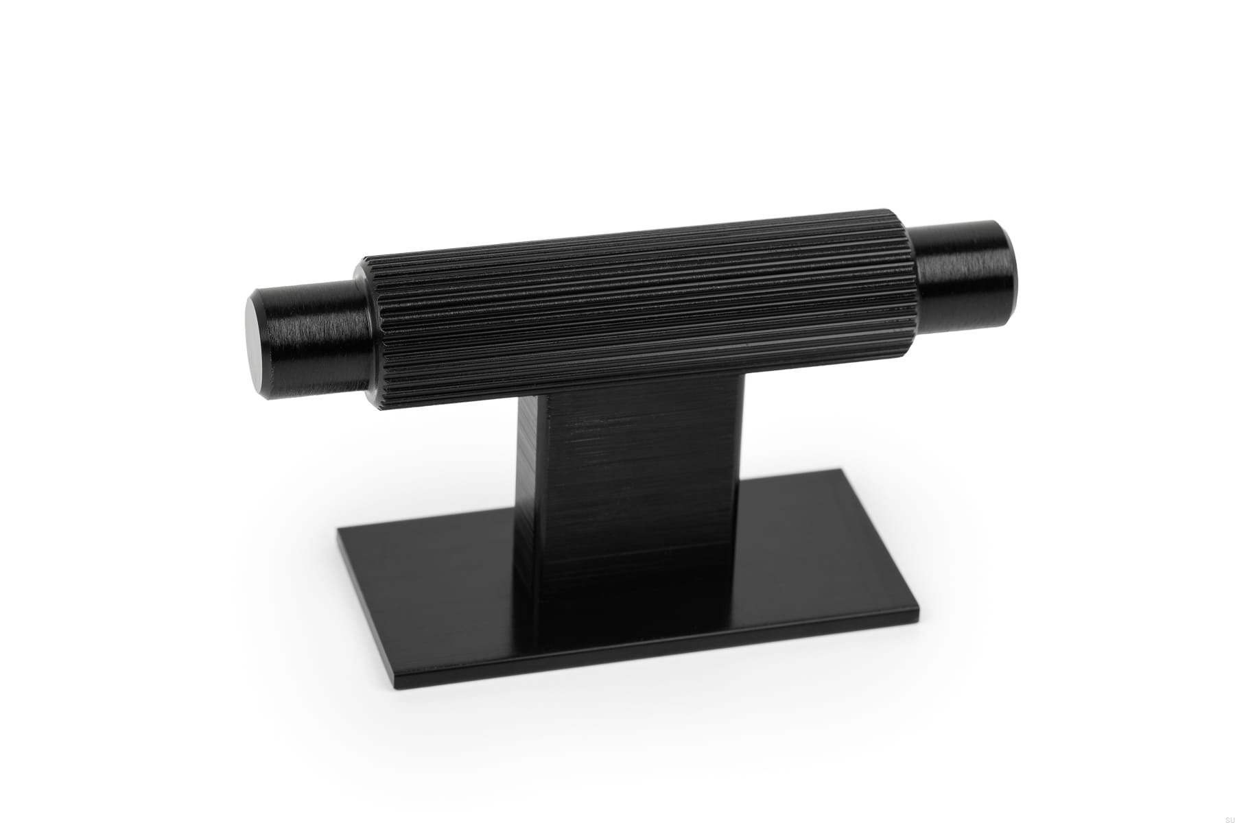 Buton pentru mobila Arpa Plate, finisaj negru periat, 70x25 mm