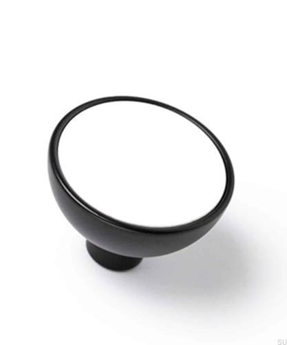 Buton pentru mobila Bol, finisaj negru mat cu alb mat lacuit, D:45 mm
