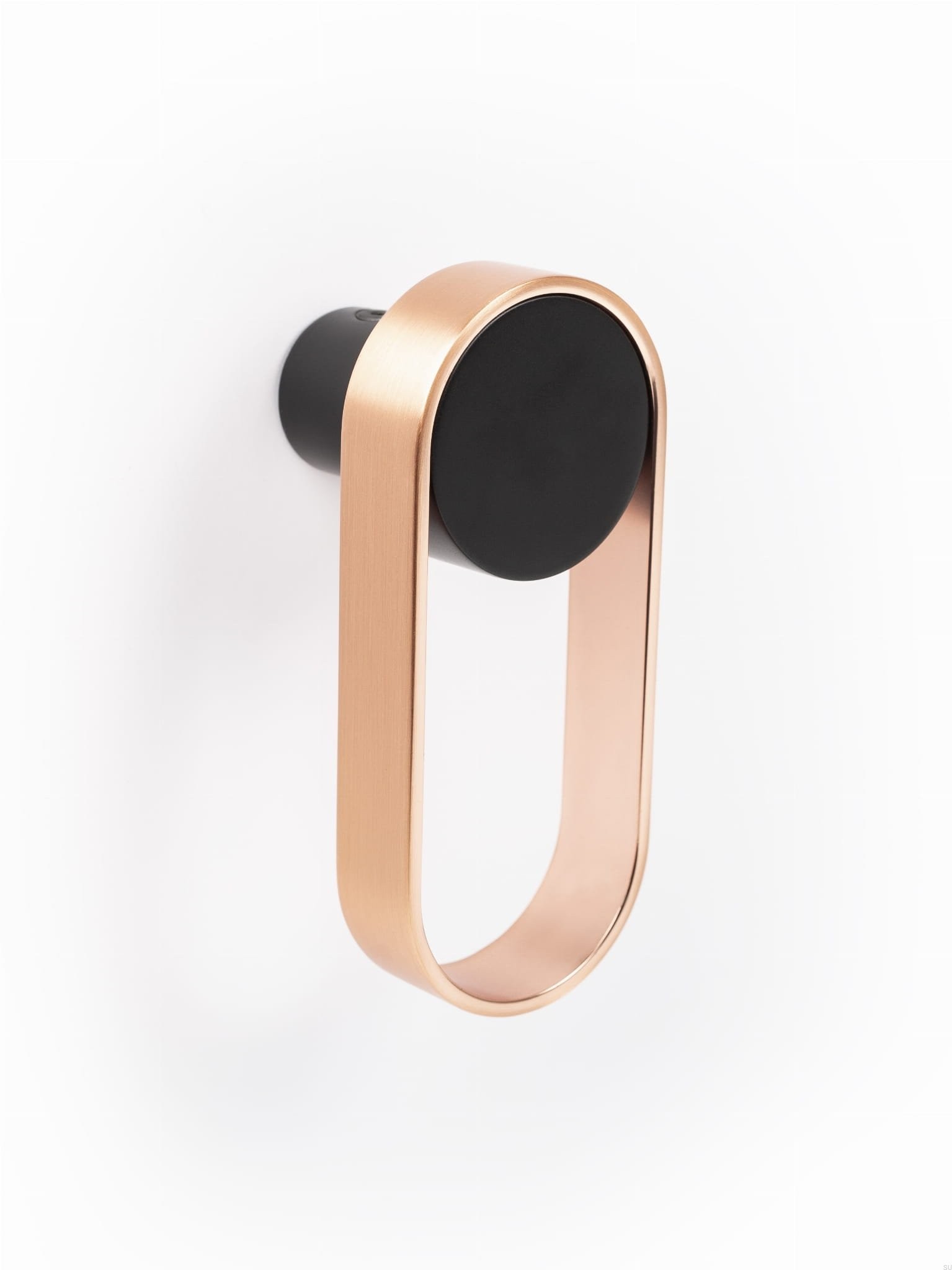 Agatatoare cuier ovala Orbit, finisaj negru mat/cupru periat, 105x45 mm