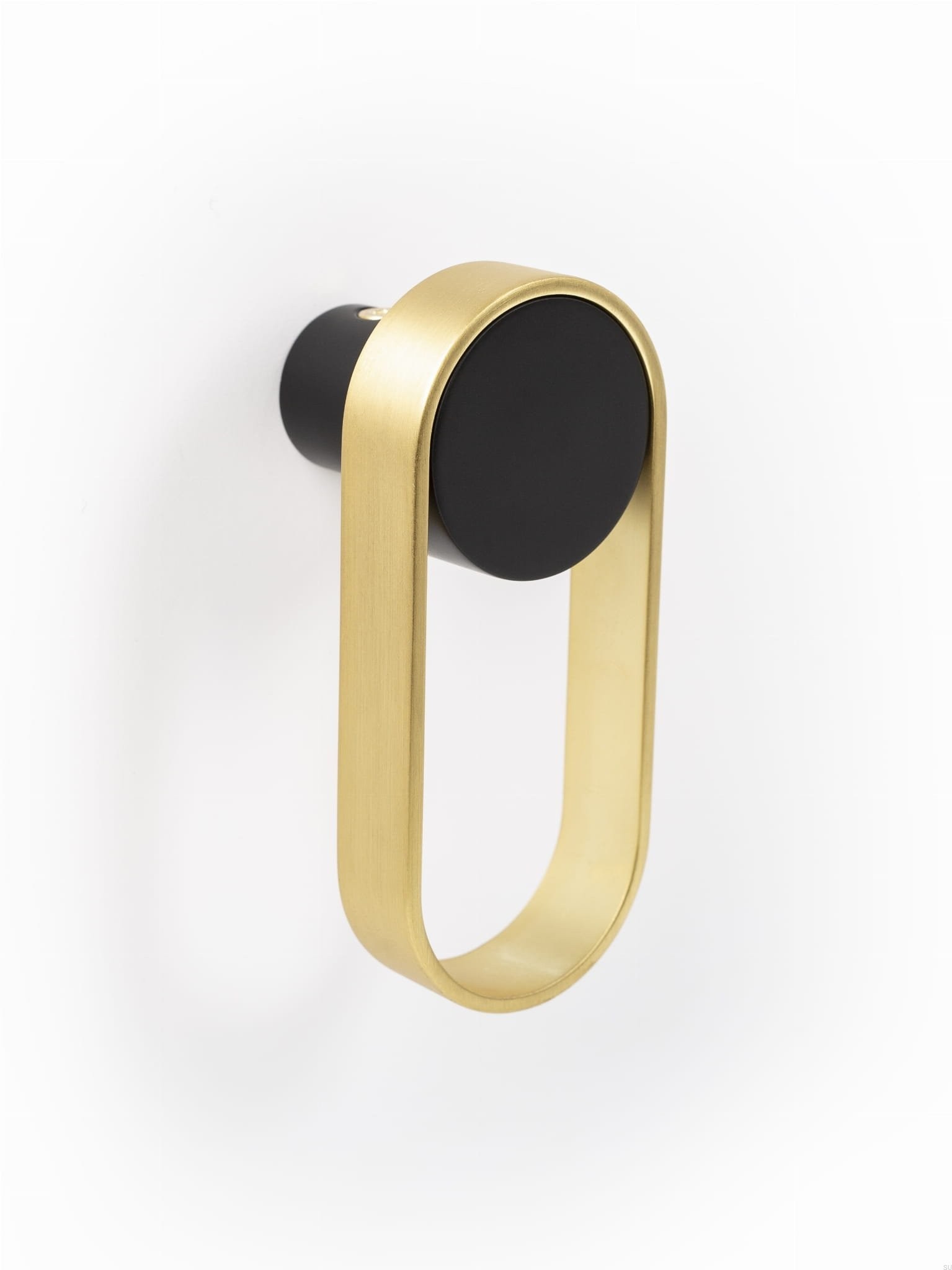 Agatatoare cuier ovala Orbit, finisaj negru mat/auriu periat, 105x45 mm