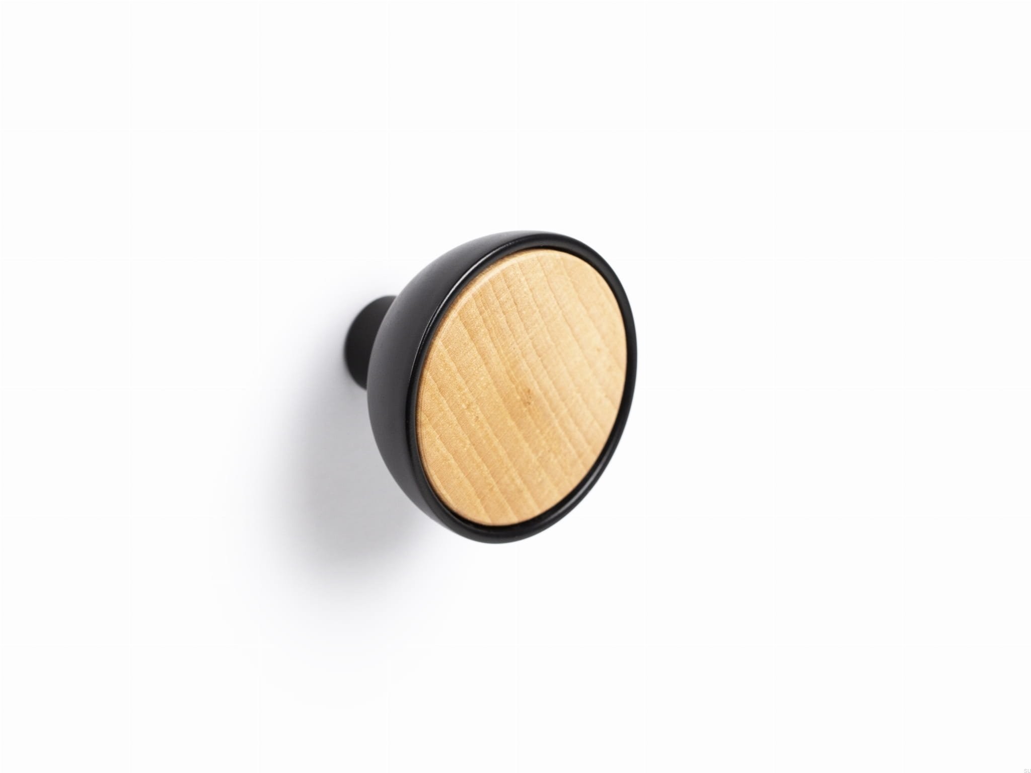 Agatatoare cuier Bol, finisaj negru mat cu fag natur, 45x31.2 mm