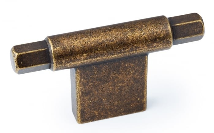 Buton pentru mobila Prisma, finisaj alama rustica, 78x41 mm