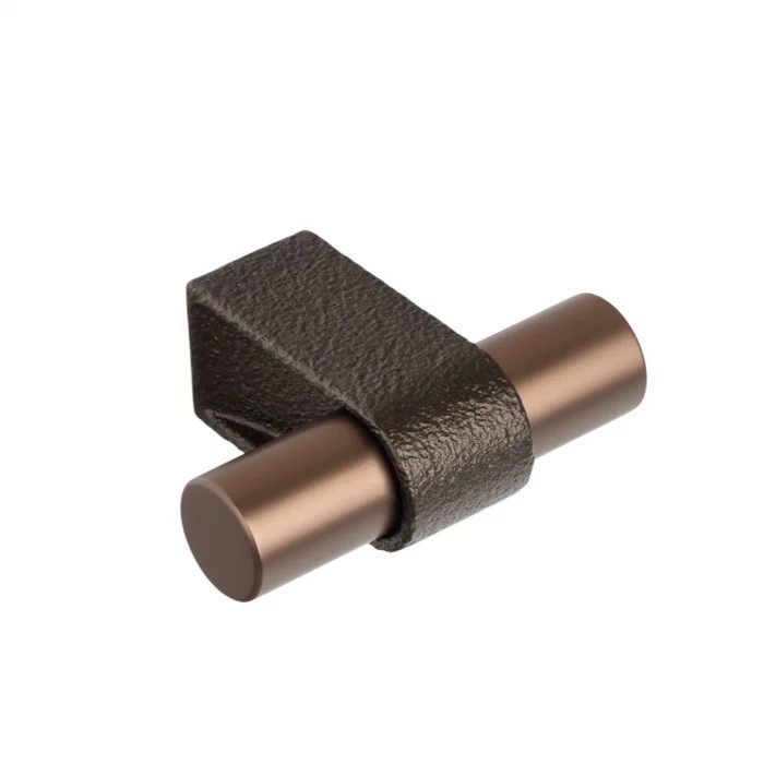 Buton pentru mobila Casey, finisaj maro metalic texturat / bronz mat, 60x44.3 mm