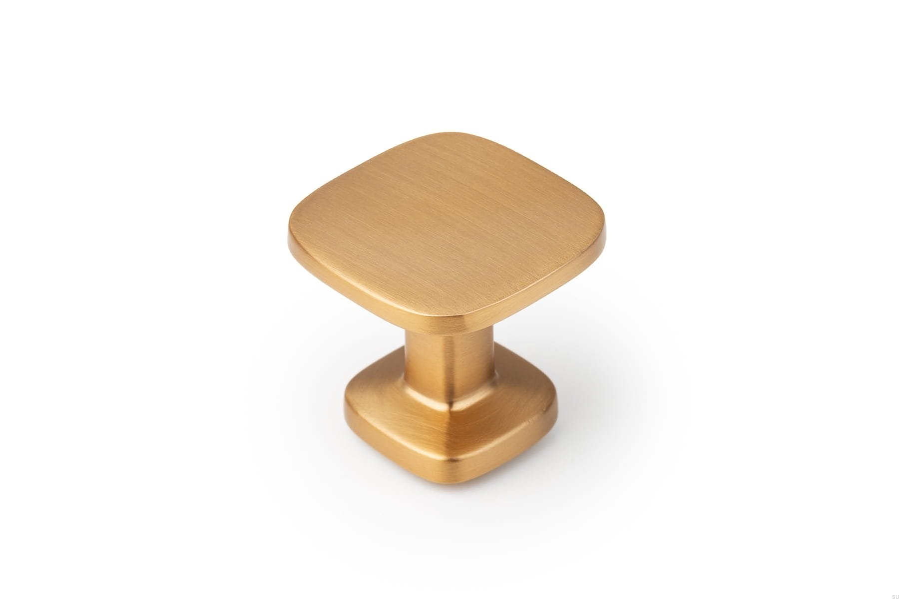 Buton pentru mobila Quart Mini, finisaj alama cava periata, 26x26 mm