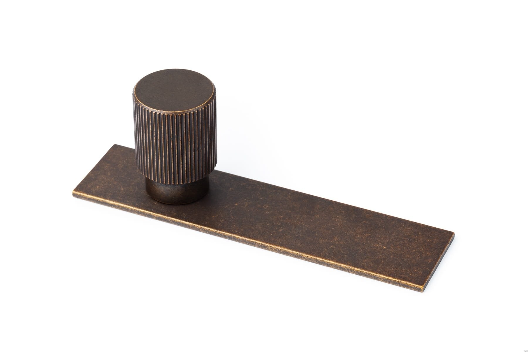 Buton pentru mobila Arpa Plate, finisaj alama rustica, L:100 mm