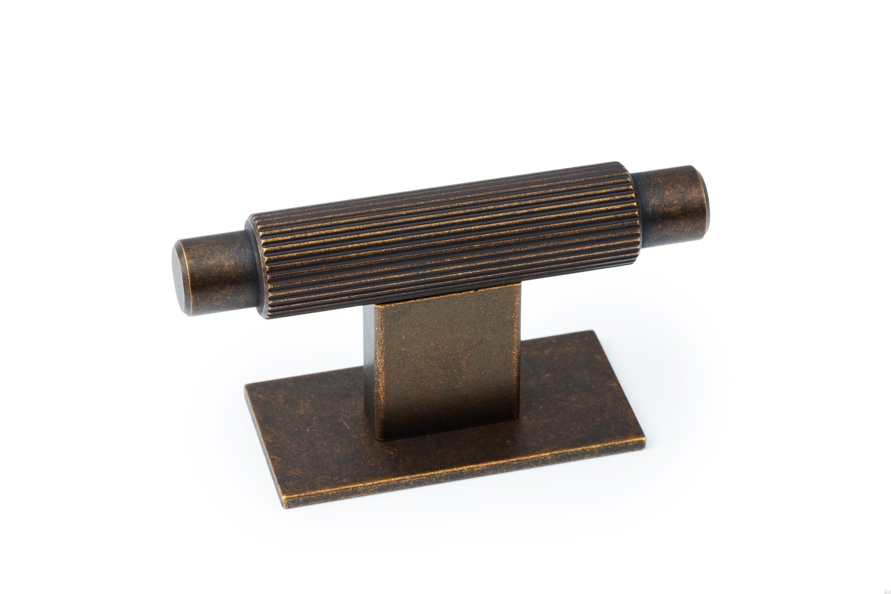 Buton pentru mobila Arpa Plate, finisaj alama rustica, 70x25 mm