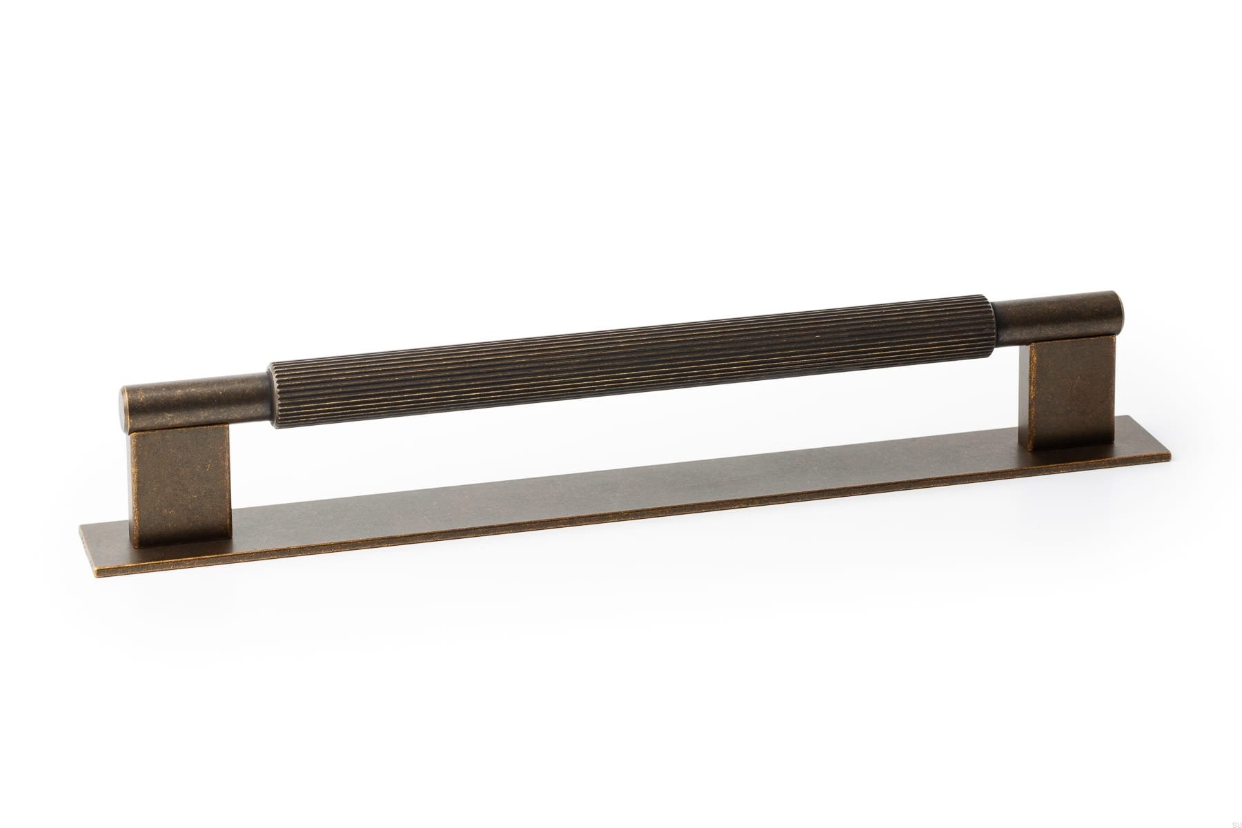 Maner pentru mobila Arpa Plate, finisaj alama rustica, L:230 mm