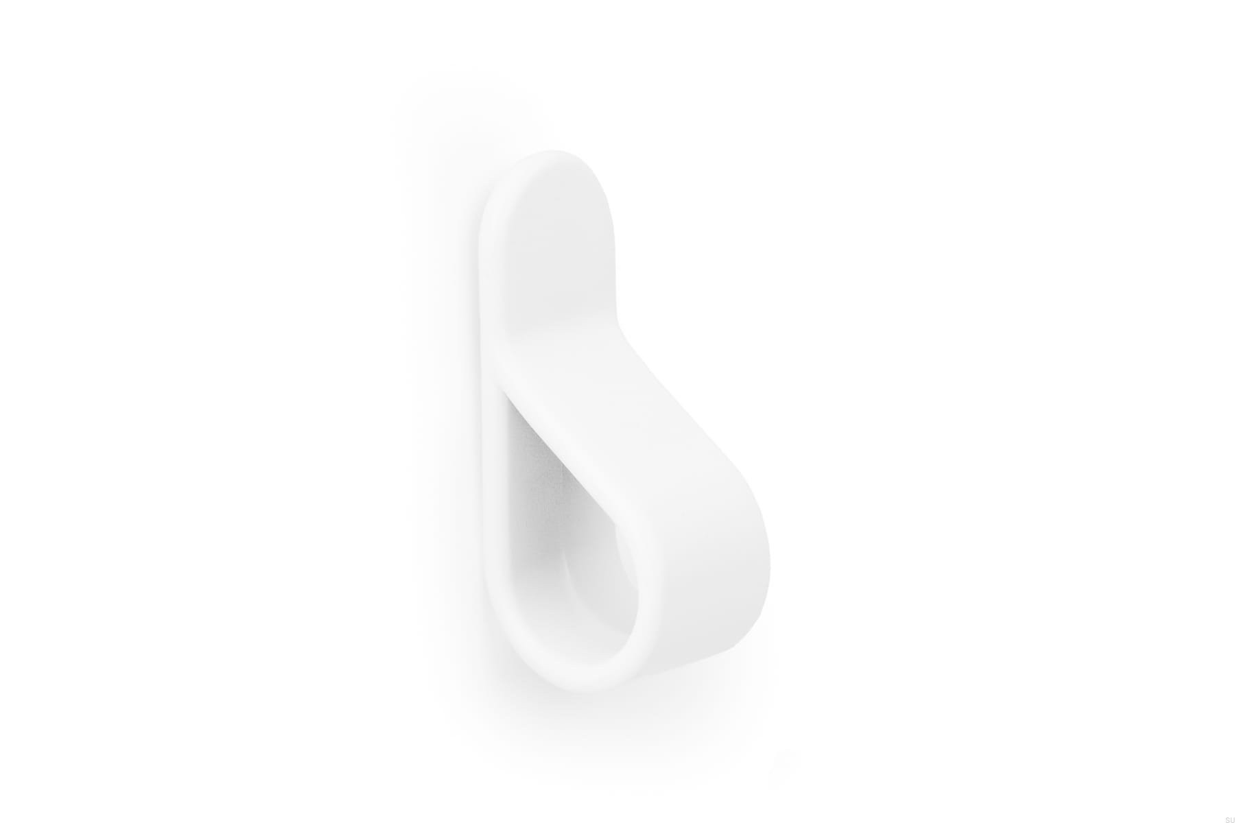 Buton pentru mobila Belt, finisaj alb mat, 63.5x22 mm