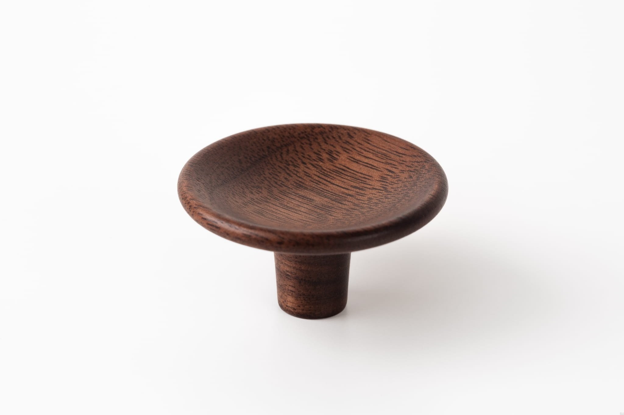 Buton din lemn pentru mobila Disc Wood, finisaj nuc, D 38 mm