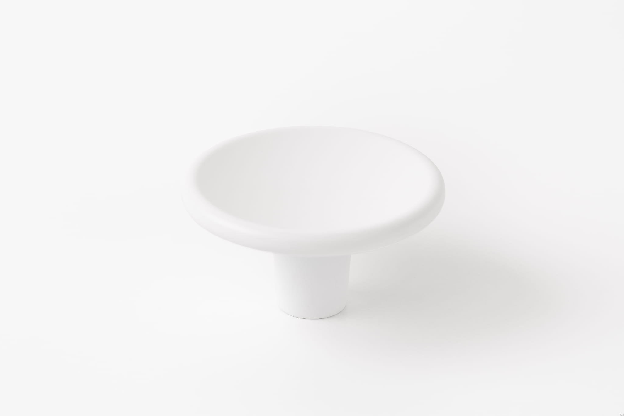 Buton pentru mobila Disc Zamak, finisaj alb mat, D 38 mm