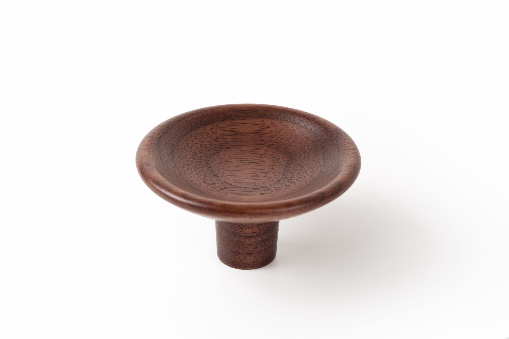 Buton din lemn pentru mobila Disc Wood, finisaj nuc, D 50 mm
