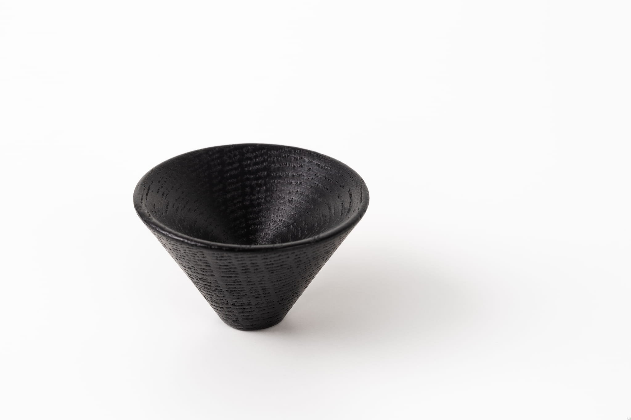 Buton din lemn pentru mobila Conic Wood, finisaj negru mat lacuit, D 43 mm