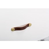 Maner Flexa din piele maro pentru mobilier, cu ornamente finisaj alama, L: 150 mm