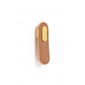 Maner Oblong din piele neagra pentru mobilier, cu ornament finisaj auriu periat, L:197 mm