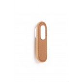 Maner, buton Oblong din piele bej pentru mobilier, cu ornament finisaj negru mat, L:70 mm