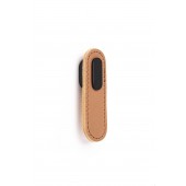 Maner, buton Oblong din piele bej pentru mobilier, cu ornament finisaj negru mat, L:70 mm