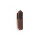 Maner, buton Oblong din piele maro pentru mobilier, cu ornament finisaj negru mat, L 70 mm