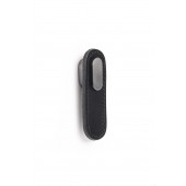 Maner, buton Oblong din piele neagra pentru mobilier, cu ornament finisaj gri periat, L 70 mm