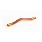 Maner Oblong din piele bej pentru mobilier, cu ornament finisaj auriu periat, L197 mm