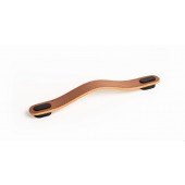 Maner Oblong din piele bej pentru mobilier, cu ornament finisaj negru mat, L:197 mm
