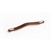 Maner Oblong din piele maro pentru mobilier, cu ornament finisaj crom lucios, L 197 mm