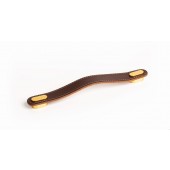 Maner Oblong din piele maro pentru mobilier, cu ornament finisaj auriu periat, L:197 mm