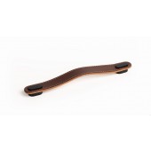 Maner Oblong din piele maro pentru mobilier, cu ornament finisaj negru mat, L 197 mm