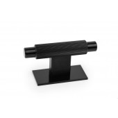 Buton pentru mobila Arpa Plate, finisaj negru periat, 70x25 mm