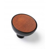 Buton pentru mobila Bol, finisaj negru mat cu lemn sapelli natur, D:45 mm