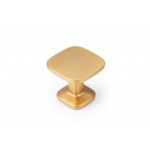 Buton pentru mobila Quart Big, finisaj alama cava periata, 33.8x33.8 mm