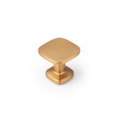 Buton pentru mobila Quart Mini, finisaj alama cava periata, 26x26 mm