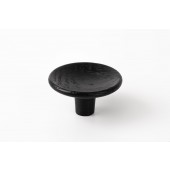 Buton din lemn pentru mobila Disc Wood, finisaj negru mat lacuit, D 38 mm