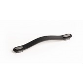 Maner Oblong din piele neagra pentru mobilier, cu ornament finisaj gri periat, L 197 mm