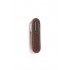Maner, buton Oblong din piele maro pentru mobilier, cu ornament finisaj crom lucios, L 70 mm