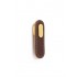 Maner, buton Oblong din piele maro pentru mobilier, cu ornament finisaj auriu periat, L:70 mm