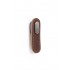 Maner, buton Oblong din piele maro pentru mobilier, cu ornament finisaj gri periat, L 70 mm