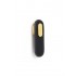 Maner, buton Oblong din piele neagra pentru mobilier, cu ornament finisaj auriu periat, L:70 mm