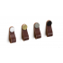 Maner, buton Flexa din piele neagra pentru mobilier, cu ornament finisaj alama, L: 70 mm