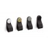 Maner, buton Flexa din piele neagra pentru mobilier, cu ornament crom lucios, L: 70 mm
